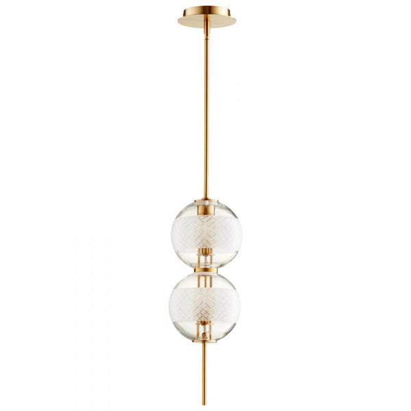 2 Light LED Brass Pendant