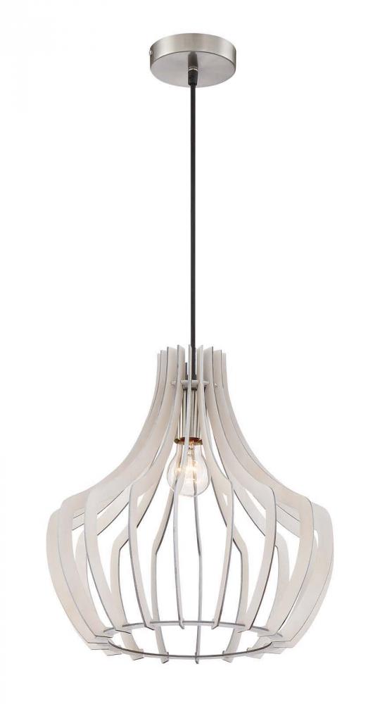 Wood 1 Light 17" 100 W Medium Base Down Pendant