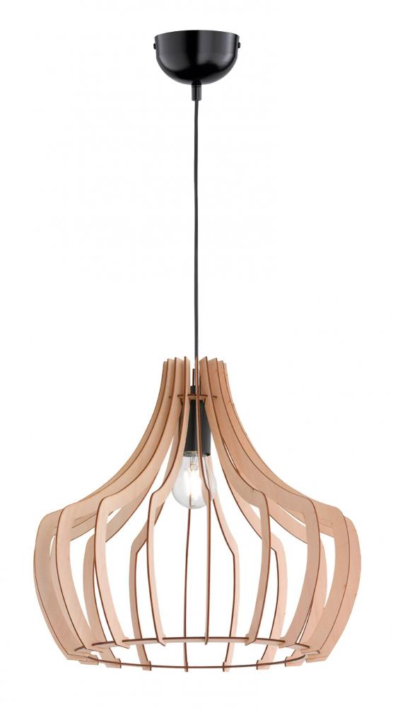 Wood 1 Light 17" 100 W Medium Base Down Pendant