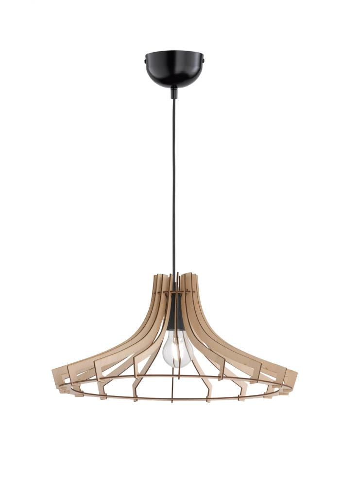 Wood 1 Light 17" 100 W Medium Base Down Pendant