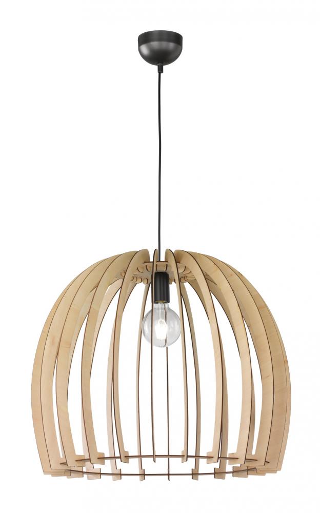 Wood 1 Light 20" 100 W Medium Base Down Pendant